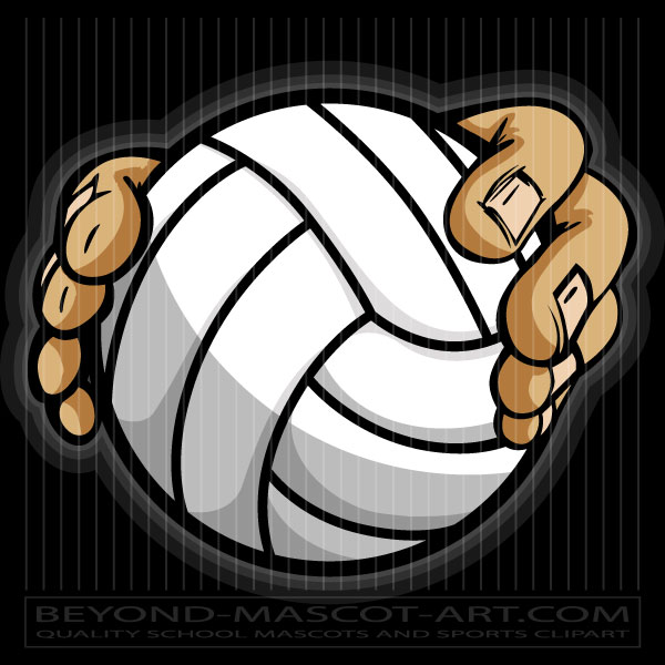 Cartoon Hands Gripping Volleyball