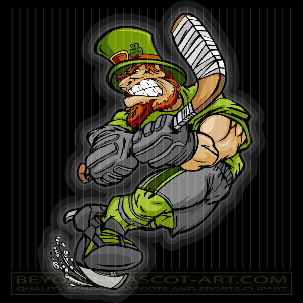 Leprechaun Playing Hockey