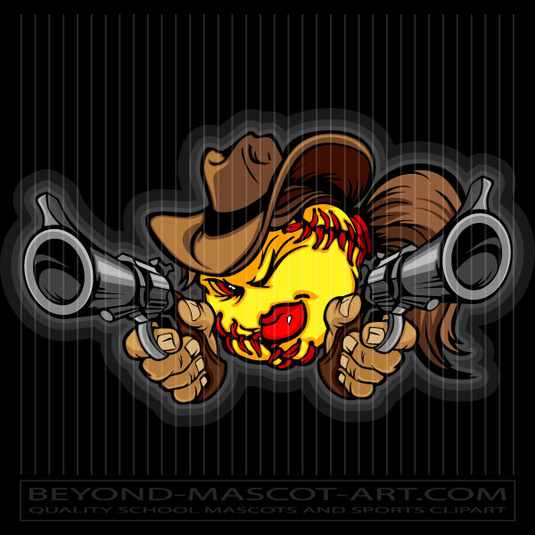 Vector Softball Cowgirl