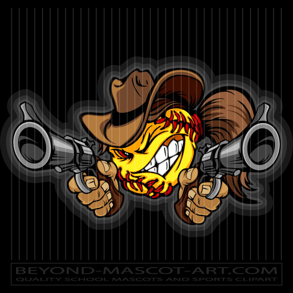 Cartoon Cowgirl Softball
