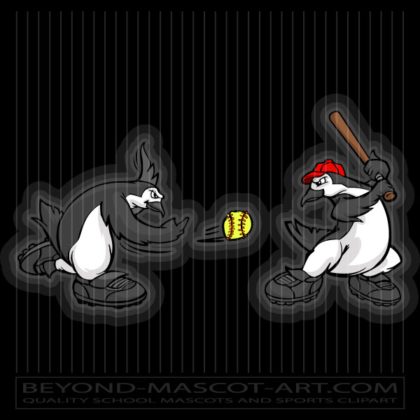 Penguin Hitting Softball