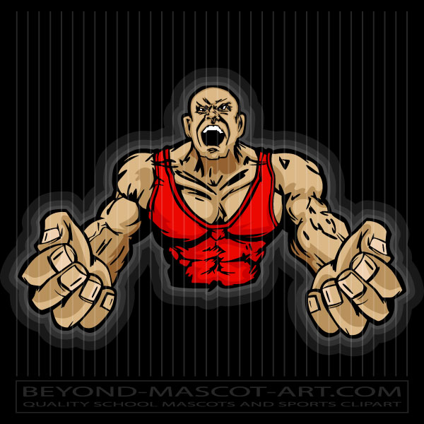 Muscular Wrestler Cartoon