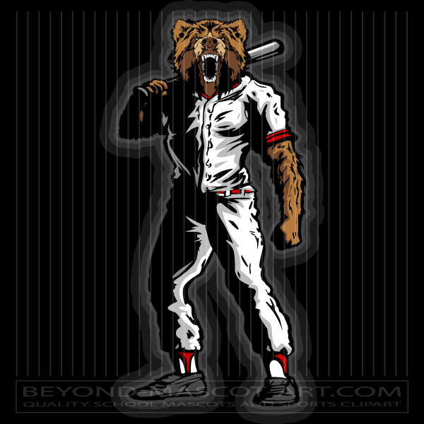 Bear Baseball Player Clipart