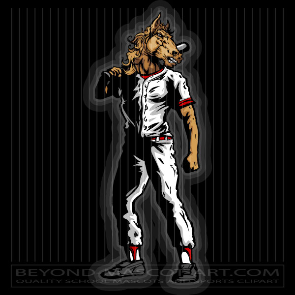 Mustang Baseball Player Clipart