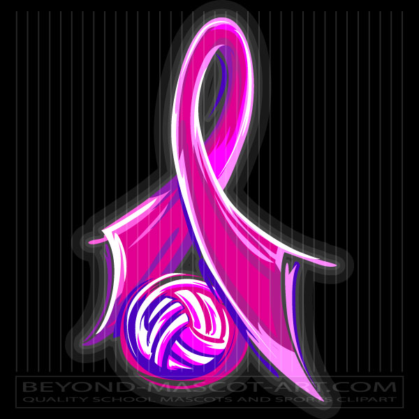 Volleyball Pink Ribbon Clipart