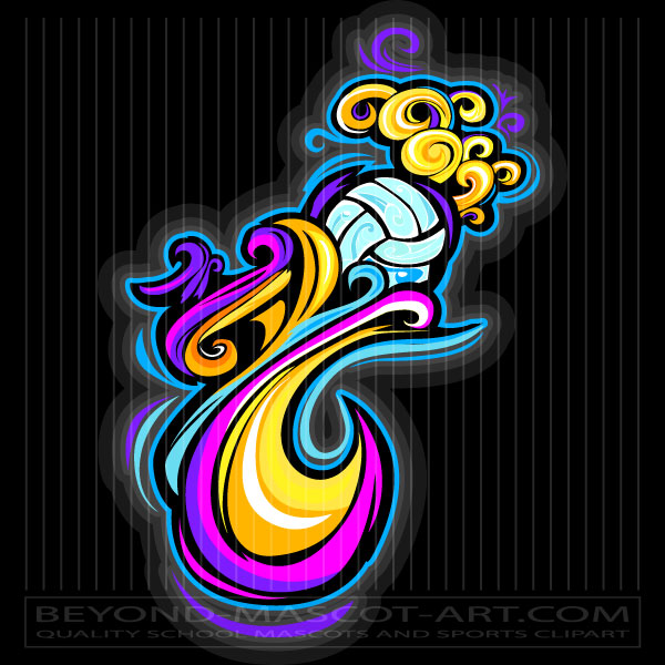 Volleyball Swirls Clip Art
