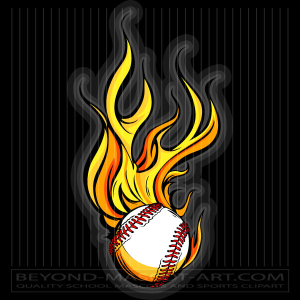 Baseball Flame Clipart