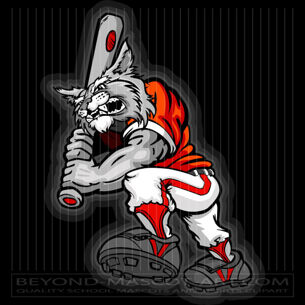 Cartoon Baseball Wildcat