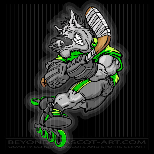 Cartoon Roller Hockey Boar