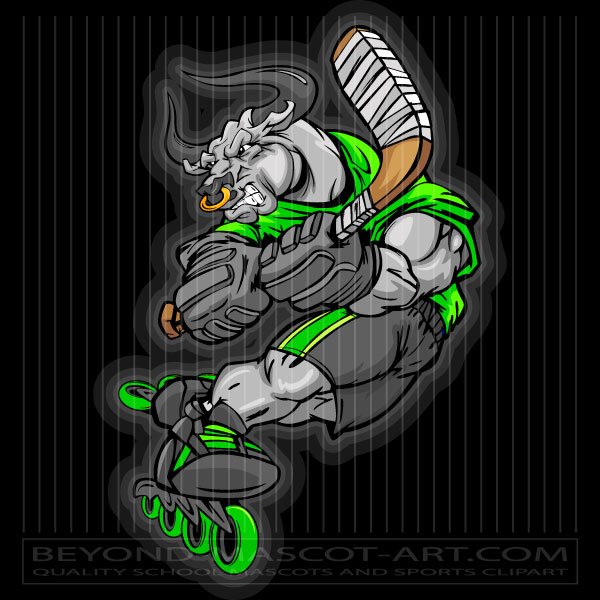 Cartoon Roller Hockey Bull
