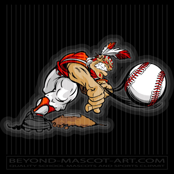 Indian Brave Pitching Baseball