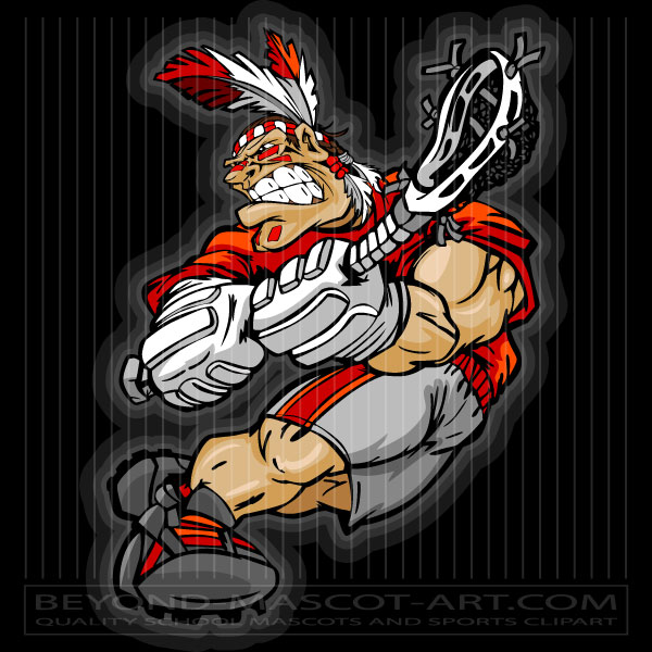 Cartoon Lacrosse Indian Brave
