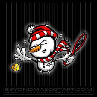 Snowman Hitting Tennis Ball